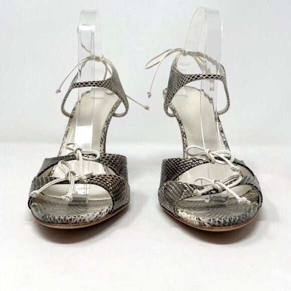 Gucci Snakeskin Bow Sandals 11B (Vintage) High Heel Open Toe - Picture 4 of 10